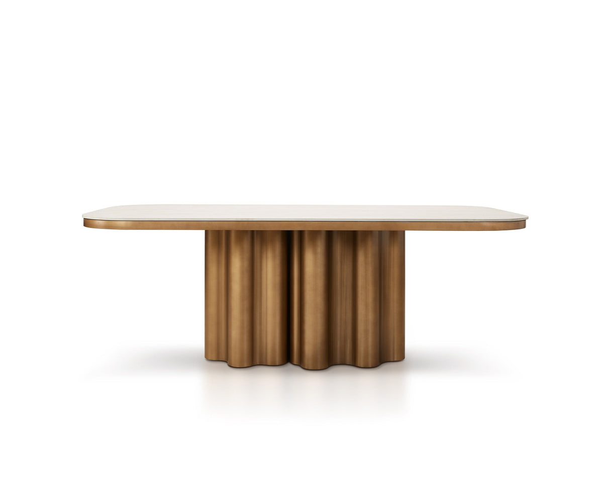Liang & Eimil Corinthian Dining Table - Travertine Marble Effect