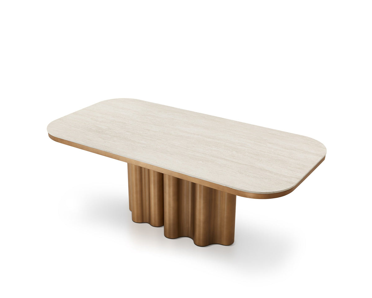 Liang & Eimil Corinthian Dining Table - Travertine Marble Effect