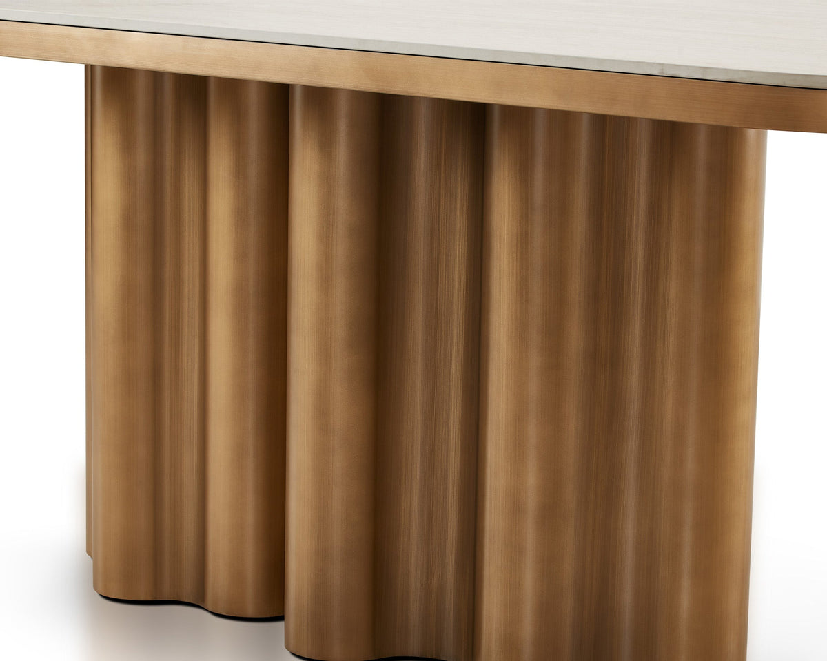 Liang & Eimil Corinthian Dining Table - Travertine Marble Effect