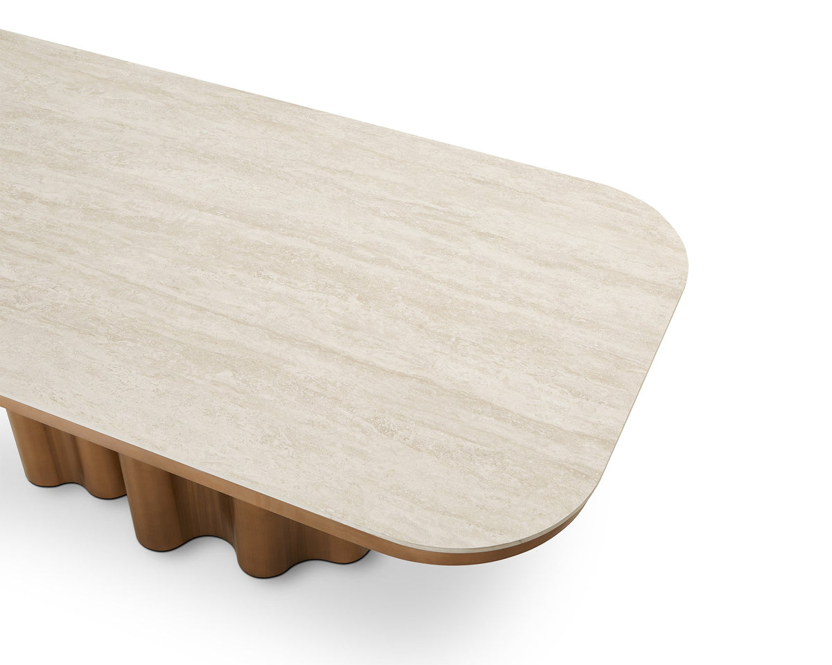 Liang & Eimil Corinthian Dining Table - Travertine Marble Effect