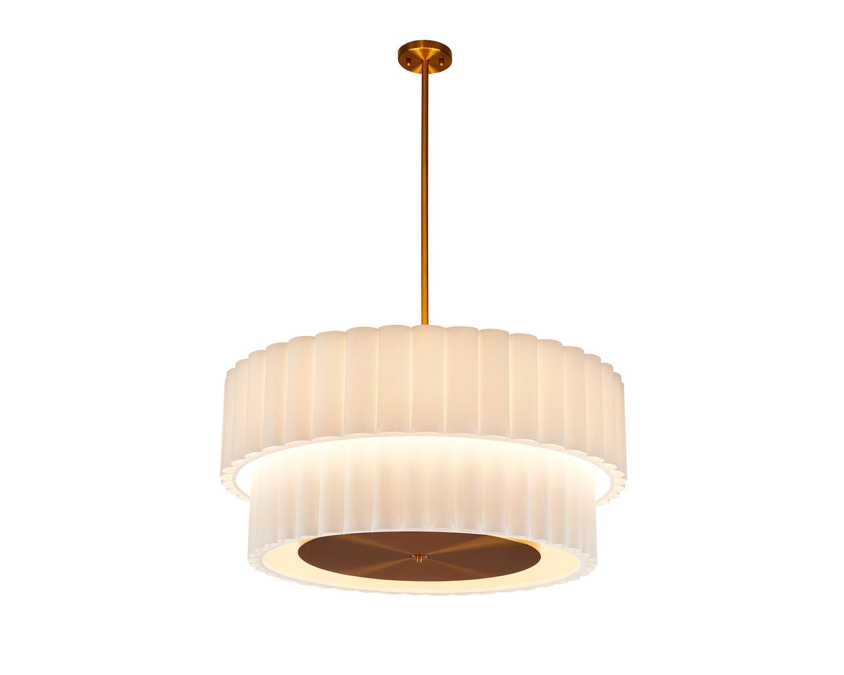 Liang & Eimil Ventus Ceiling Lamp - Brushed Antique Brass/Off White Linen Shade