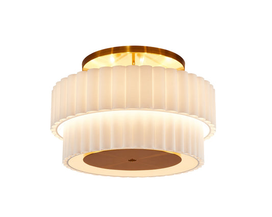 Liang & Eimil Ventus Ceiling Lamp - Brushed Antique Brass/Off White Linen Shade