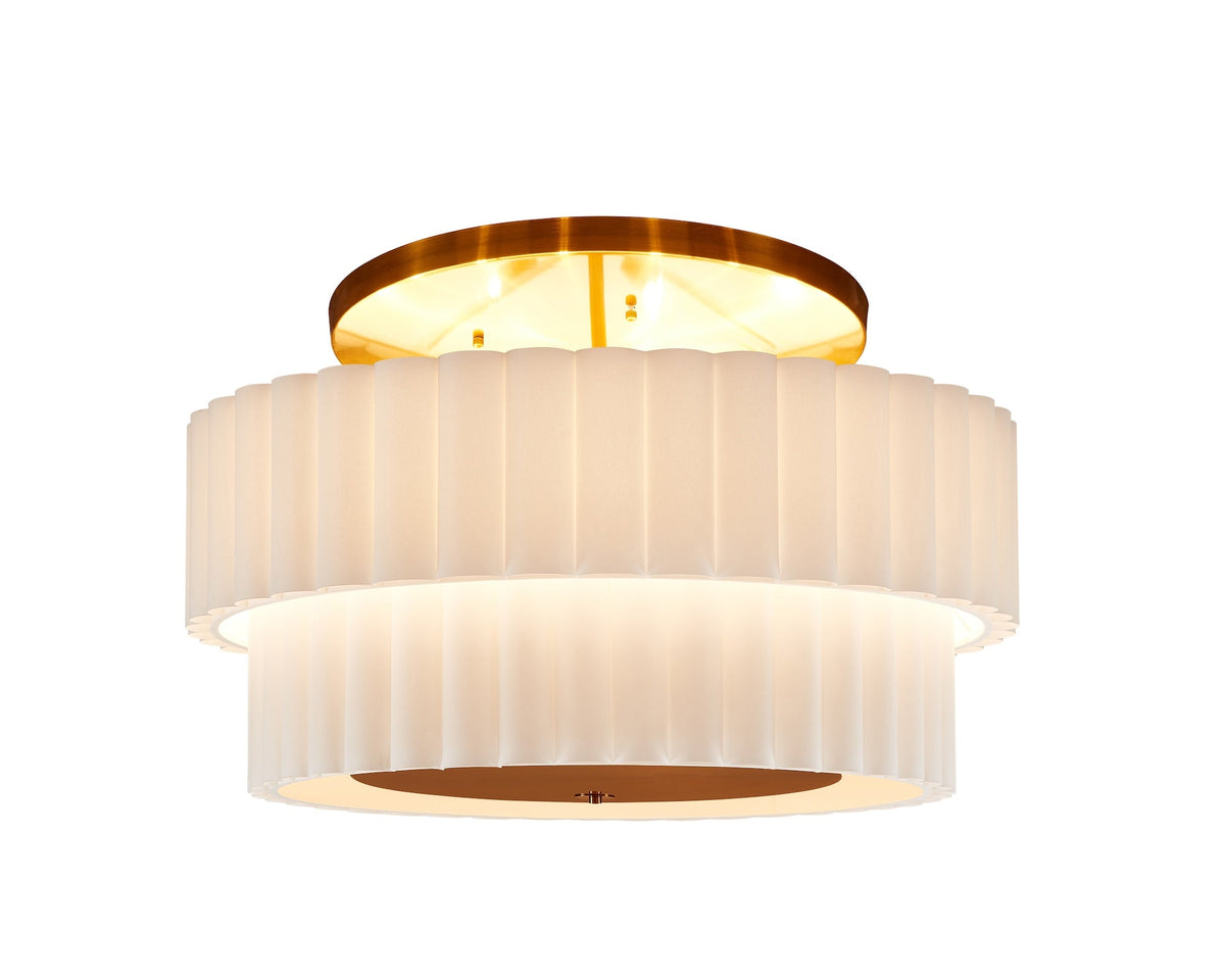 Liang & Eimil Ventus Ceiling Lamp - Brushed Antique Brass/Off White Linen Shade