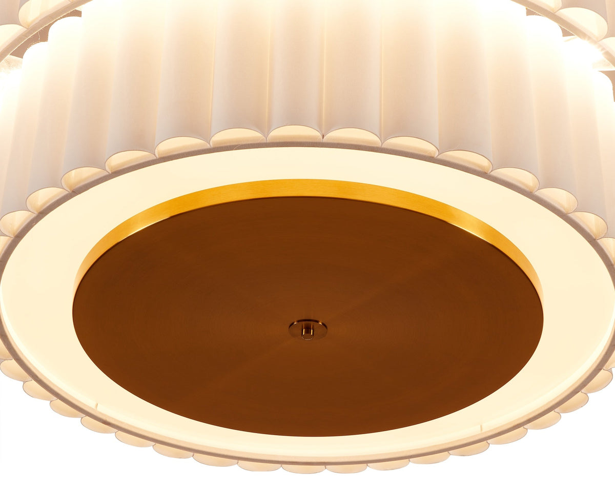 Liang & Eimil Ventus Ceiling Lamp - Brushed Antique Brass/Off White Linen Shade