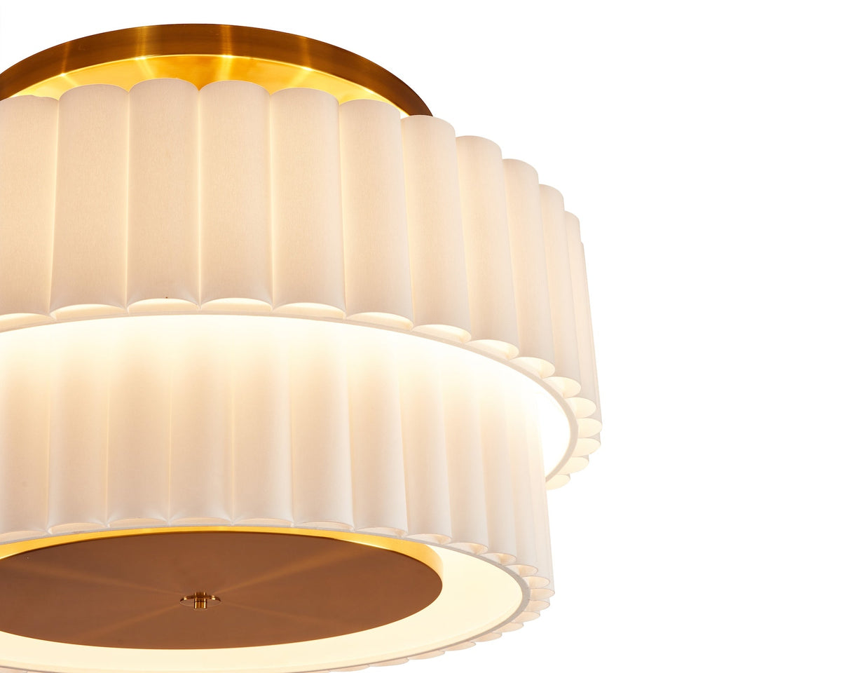 Liang & Eimil Ventus Ceiling Lamp - Brushed Antique Brass/Off White Linen Shade