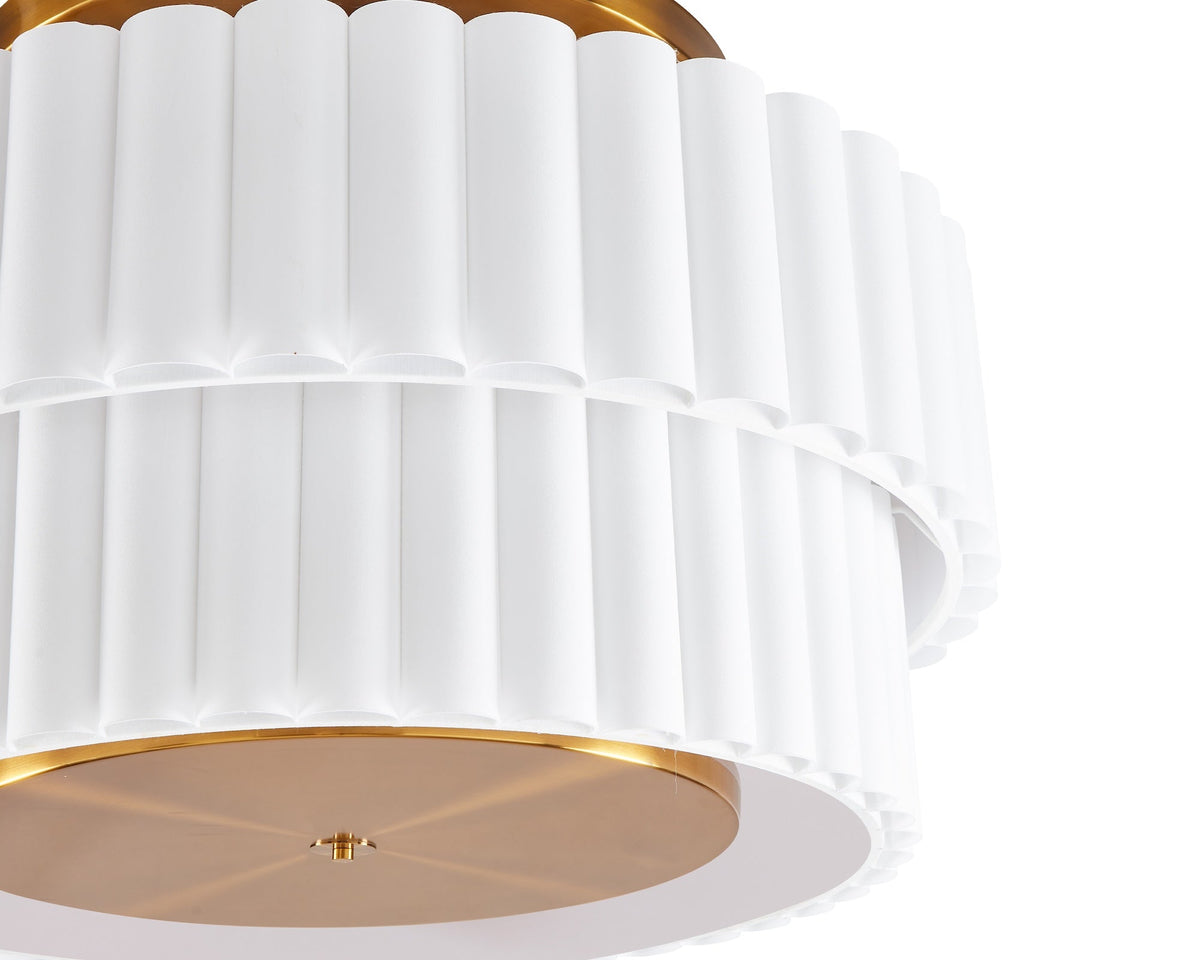Liang & Eimil Ventus Ceiling Lamp - Brushed Antique Brass/Off White Linen Shade