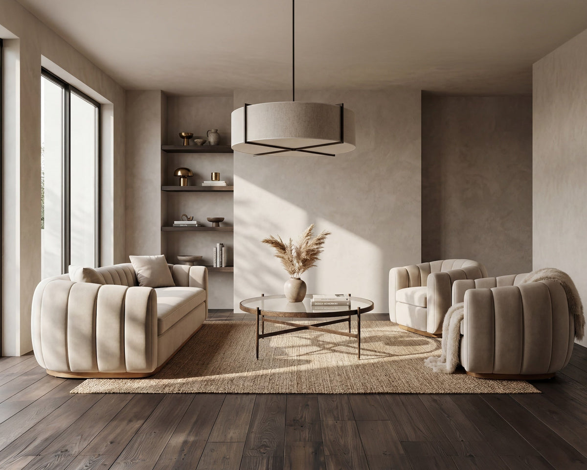 Liang & Eimil Arles 3 Seater Sofa - Melbourne Stone & Natural Wood