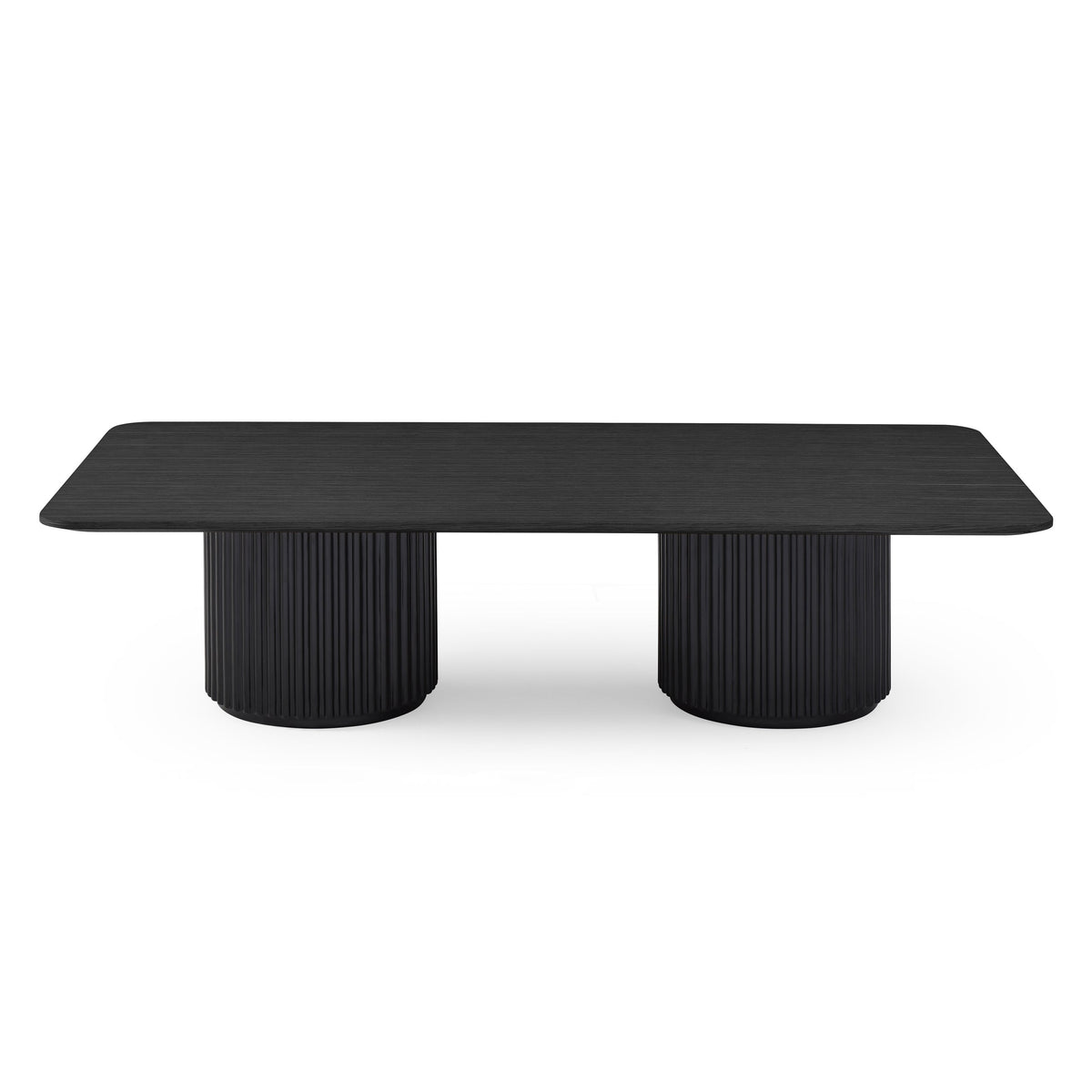 Lantine Coffee Table – Double Pedestal – Black Oak & Lacquer