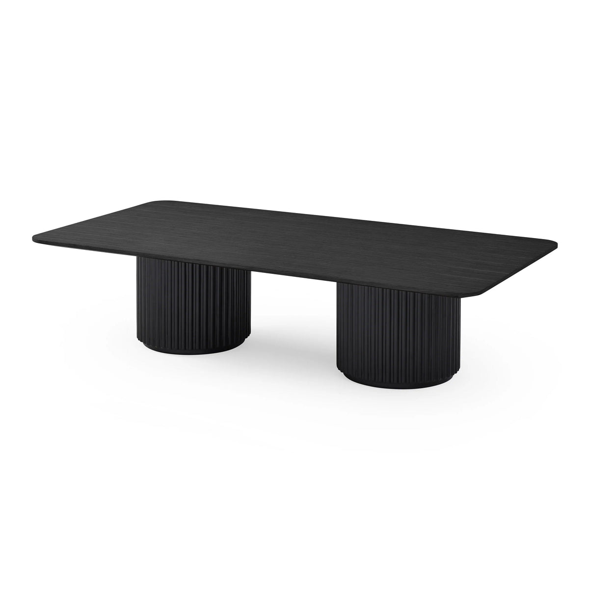 Lantine Coffee Table – Double Pedestal – Black Oak & Lacquer