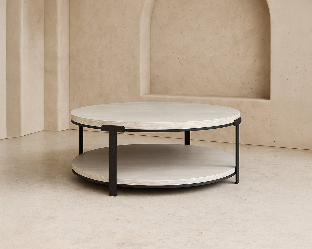 Liang & Eimil Alcana Coffee Table - Cloud Stained Oak and Black Textured Metal