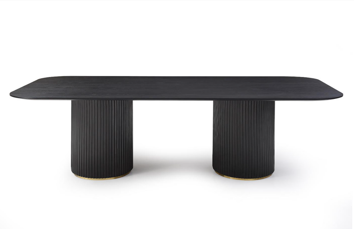 Lantine 280 Dining Table - Black Oak & Brass