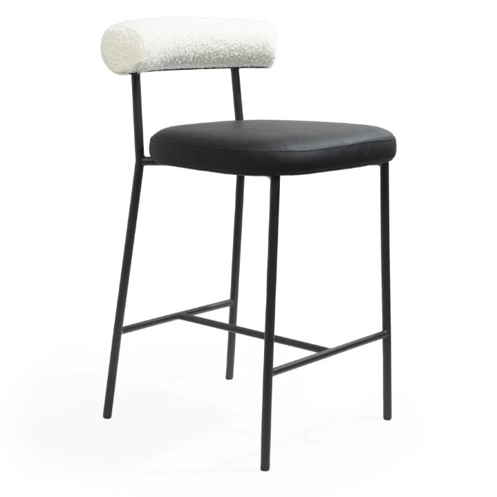 Alita Stool - Mustang Black & Chex Bouclé Polar