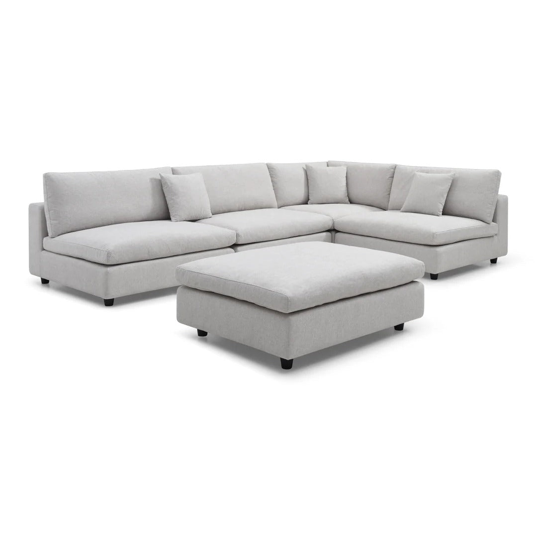 Blanco 5 Piece Modular Sofa - Avery Velour Cream