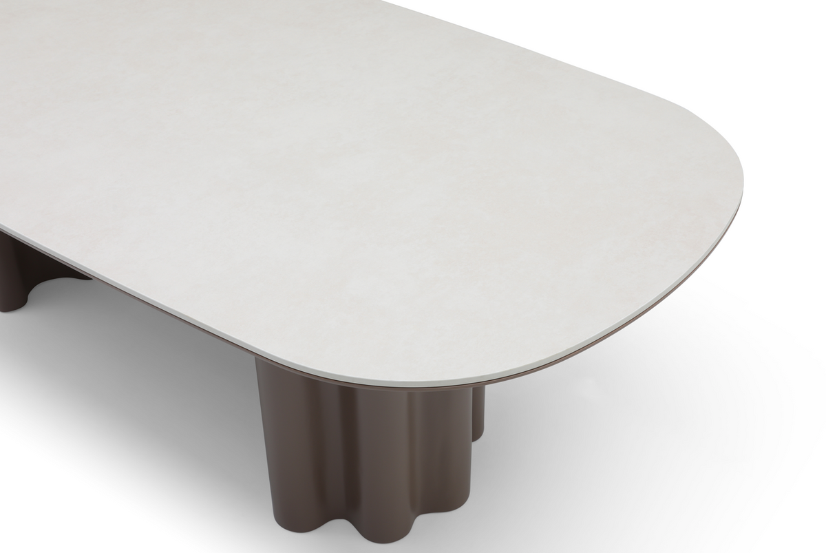 Moon Dining Table - 240 - Cocoa & Cream Ceramic