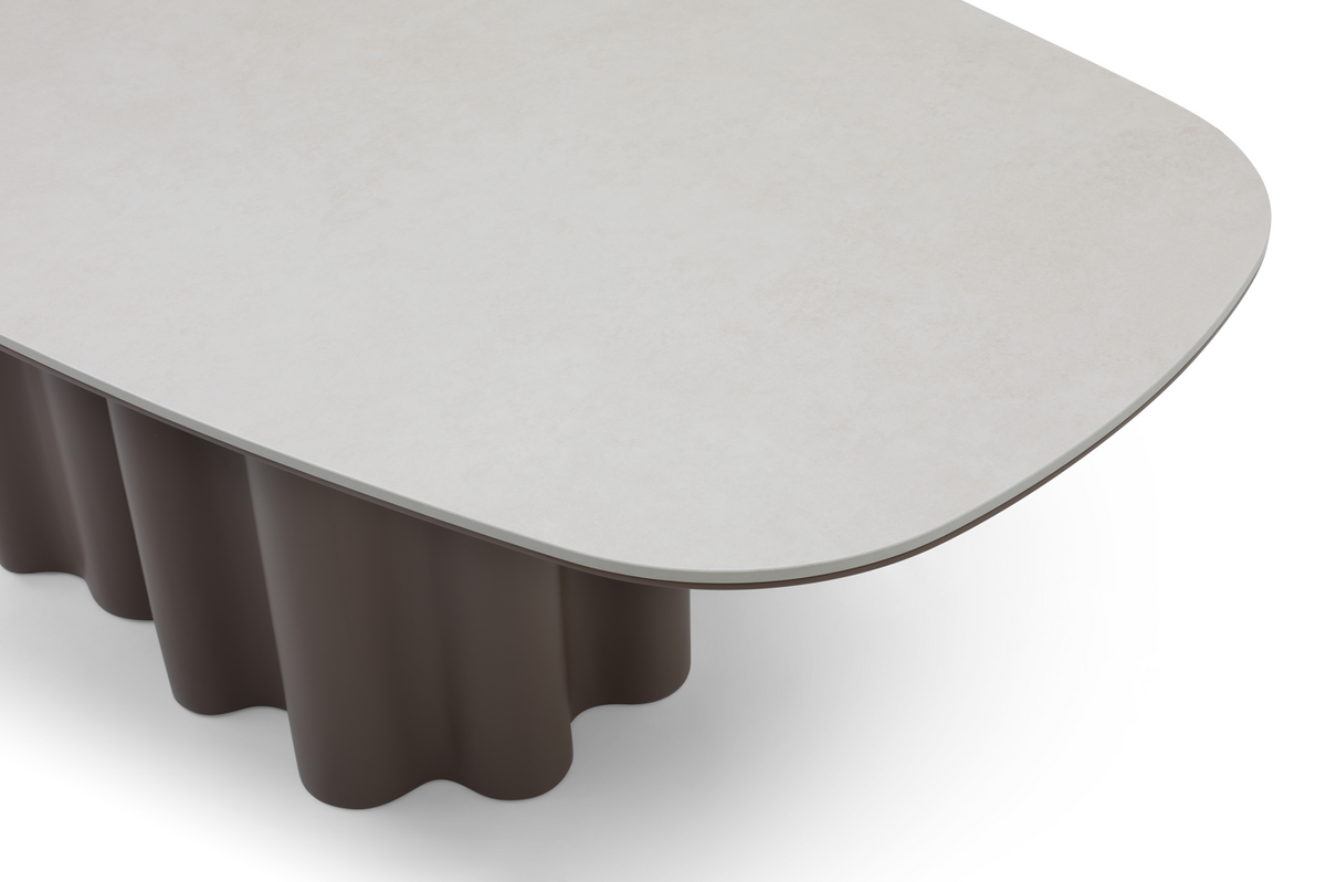 Moon Dining Table - 200 - Cocoa & Cream Ceramic