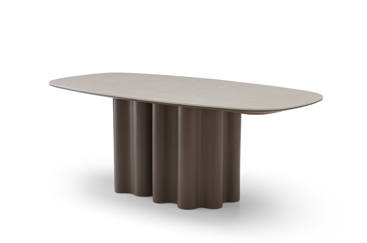 Moon Dining Table - 200 - Cocoa & Cream Ceramic