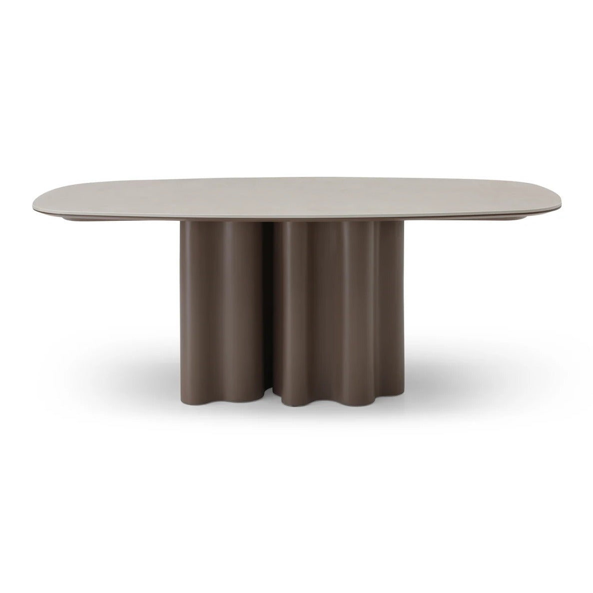 Moon Dining Table - 200 - Cocoa & Cream Ceramic