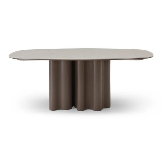 Moon Dining Table - 200 - Cocoa & Cream Ceramic
