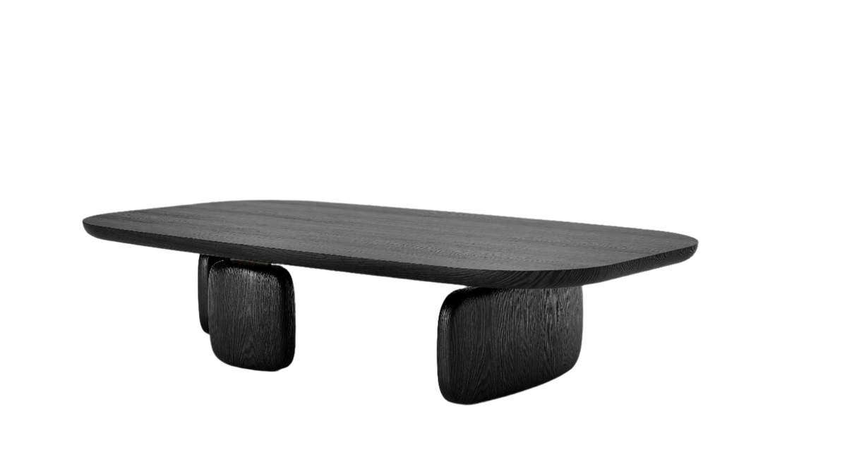 Underline Oval Coffee Table - Black Oak