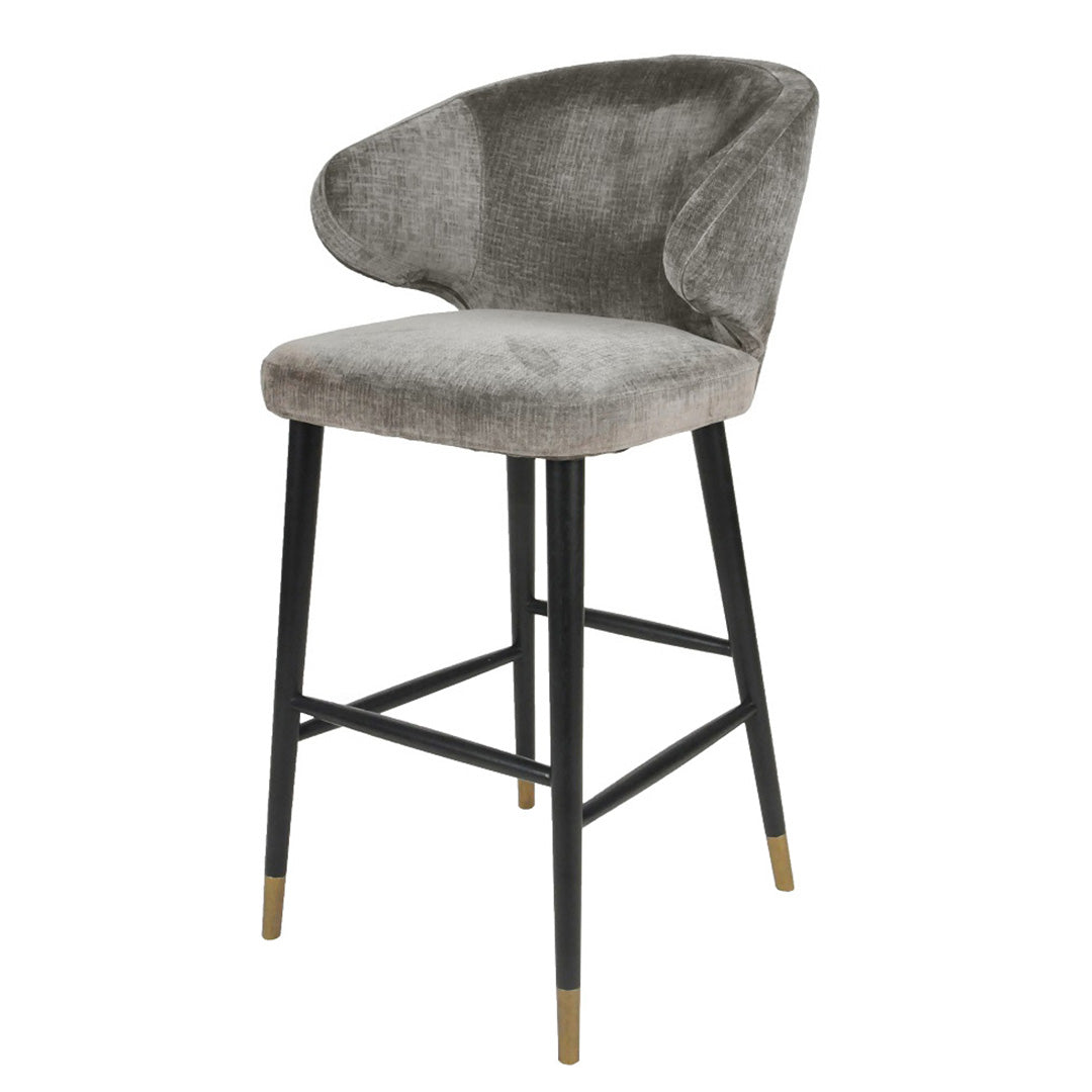 Brass Dipped Grey Chenille Barstool
