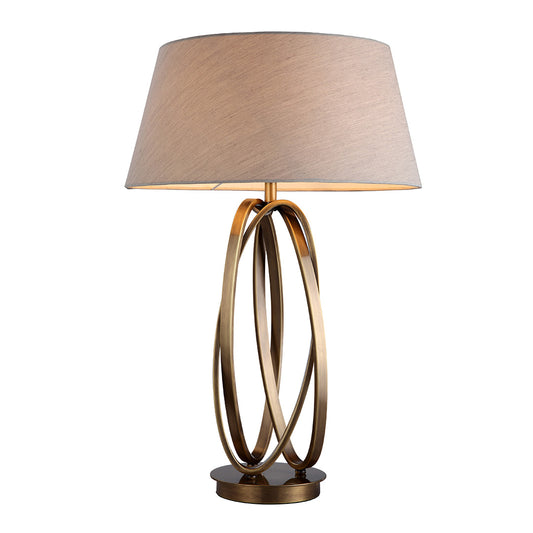 Taupe Antique Brass Table Lamp
