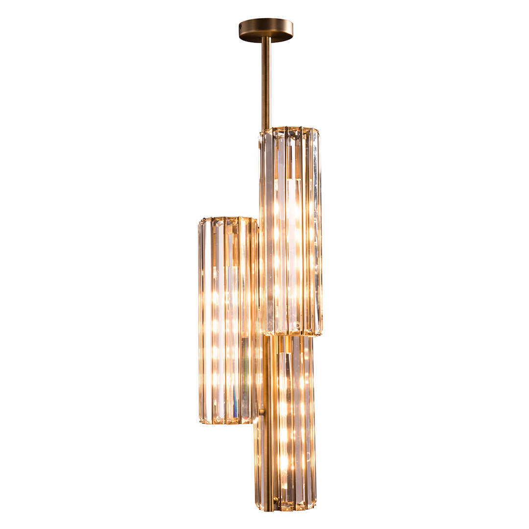 Crystal and Antique Brass Triple Pendant
