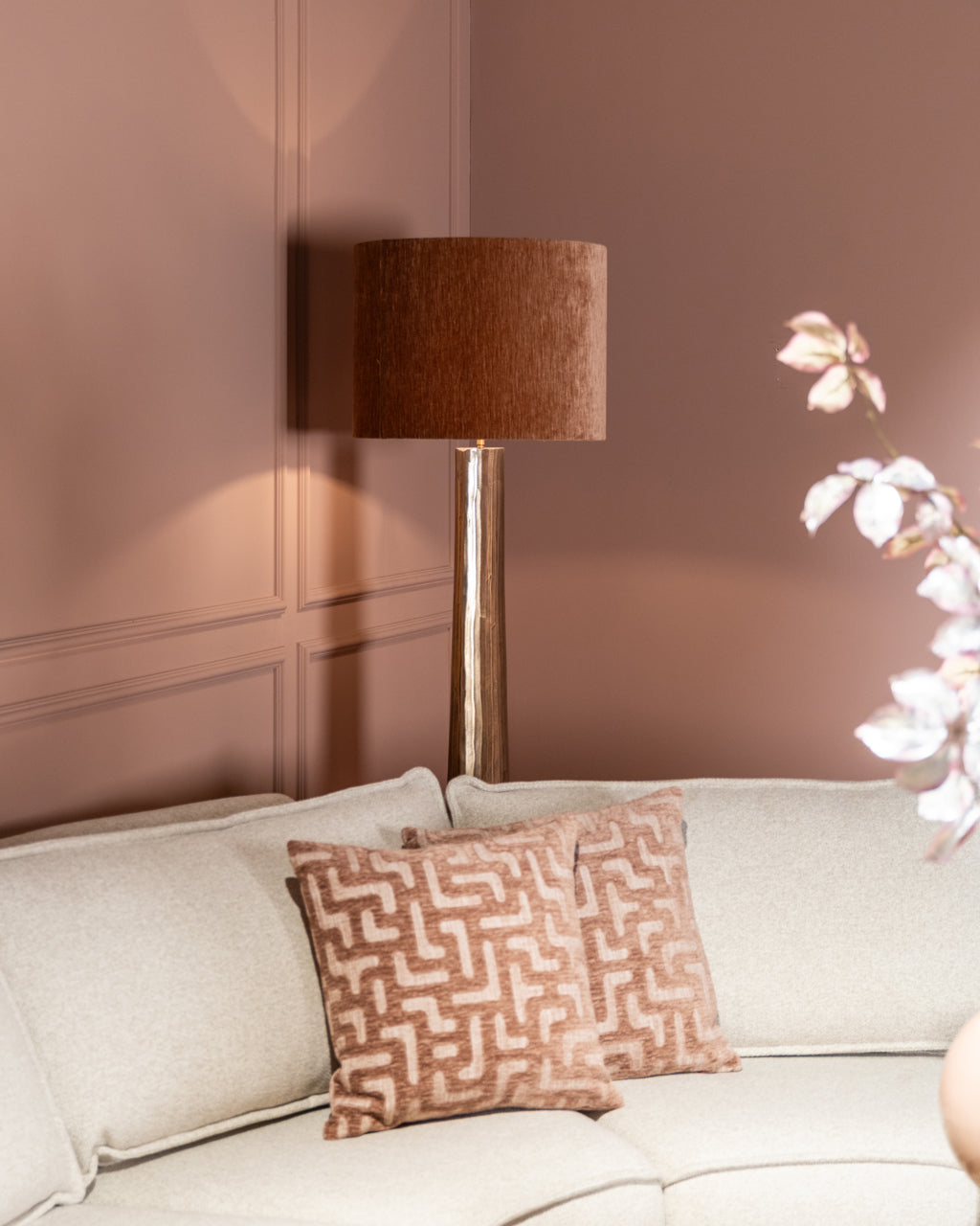 Velour Antique Brass Floor Lamp
