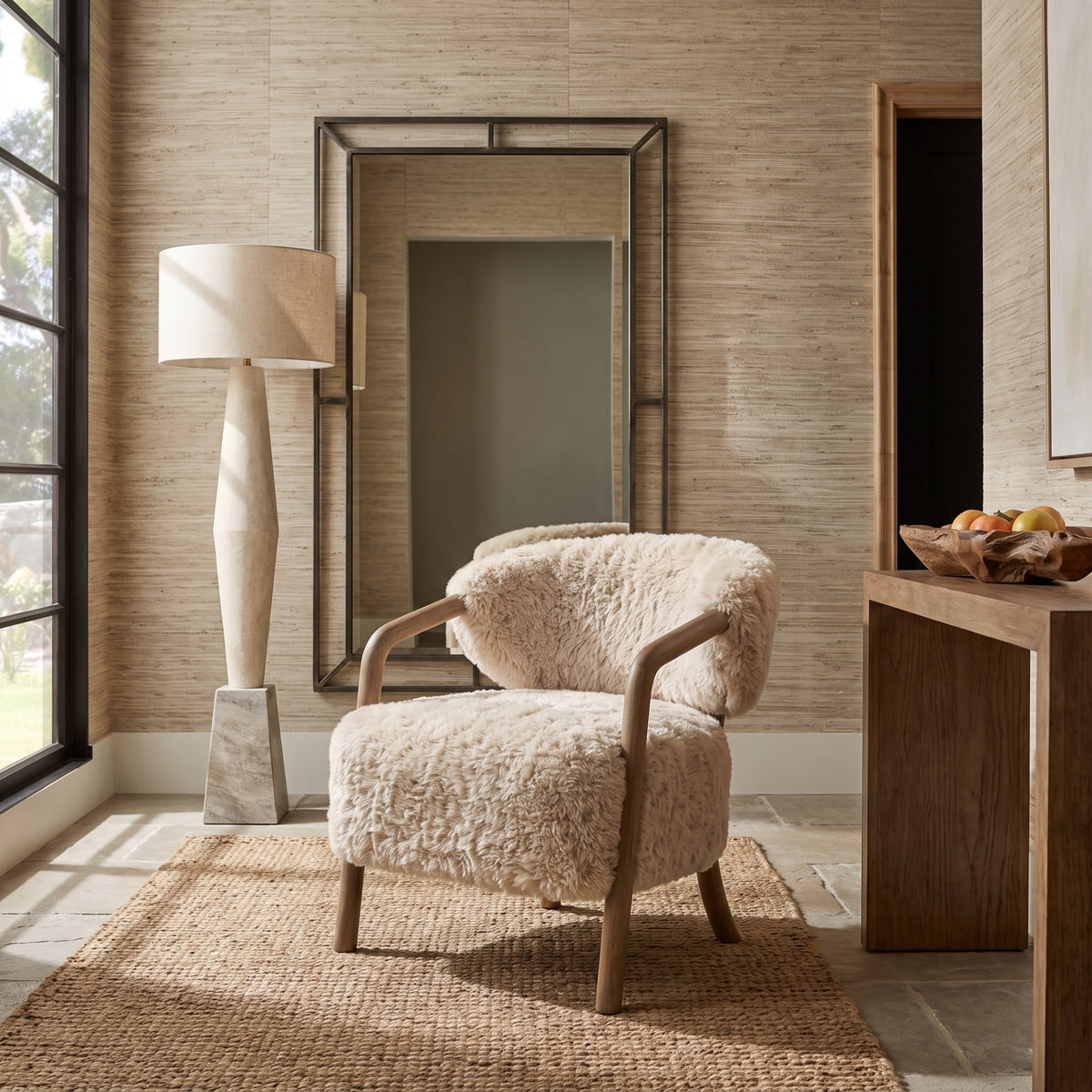 Trento Faux Sheepskin Accent Chair