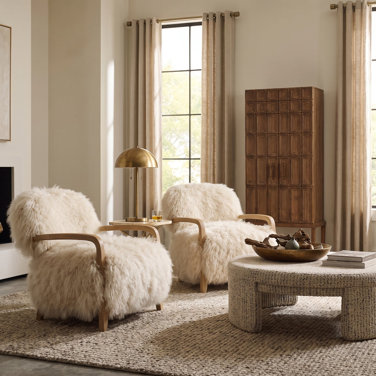 Lucca Natural Real Long Sheepskin Accent Chair