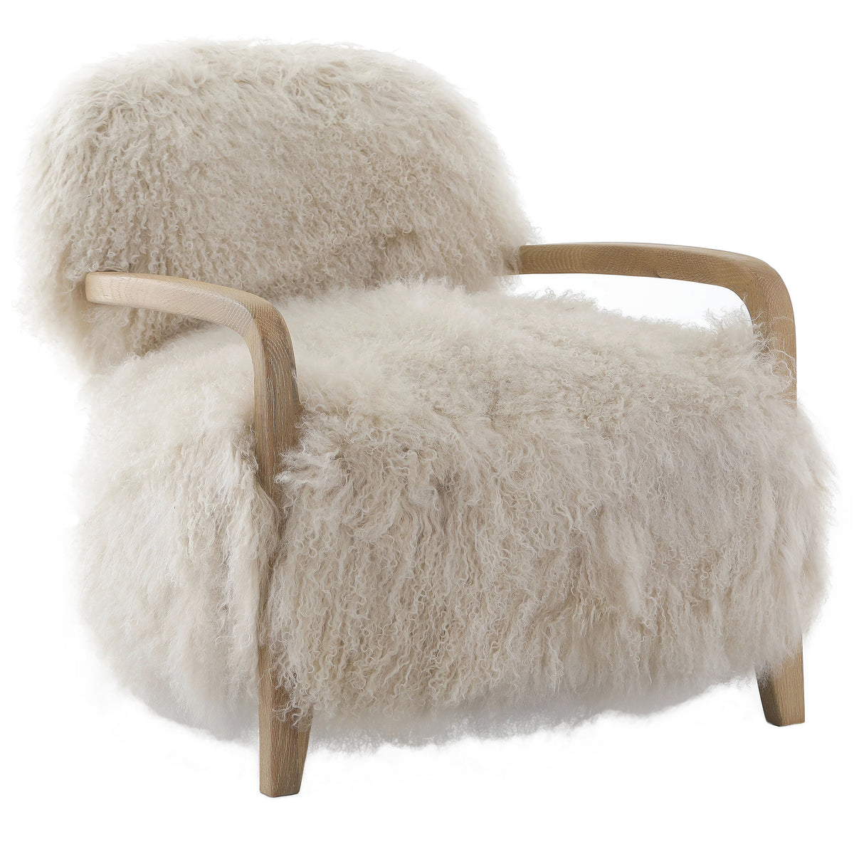 Lucca Natural Real Long Sheepskin Accent Chair
