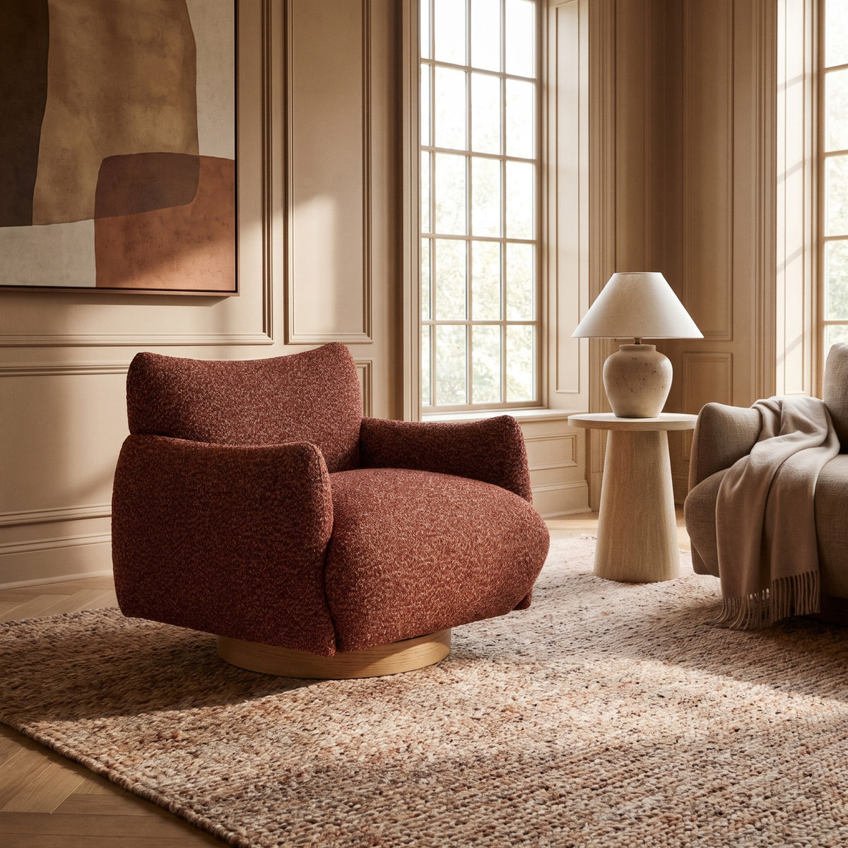 Montalto Mulberry Boucle Swivel Chair