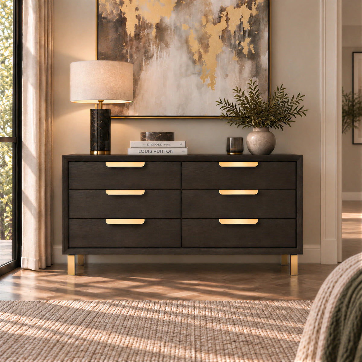 Coffee Oak Chest of Drawers