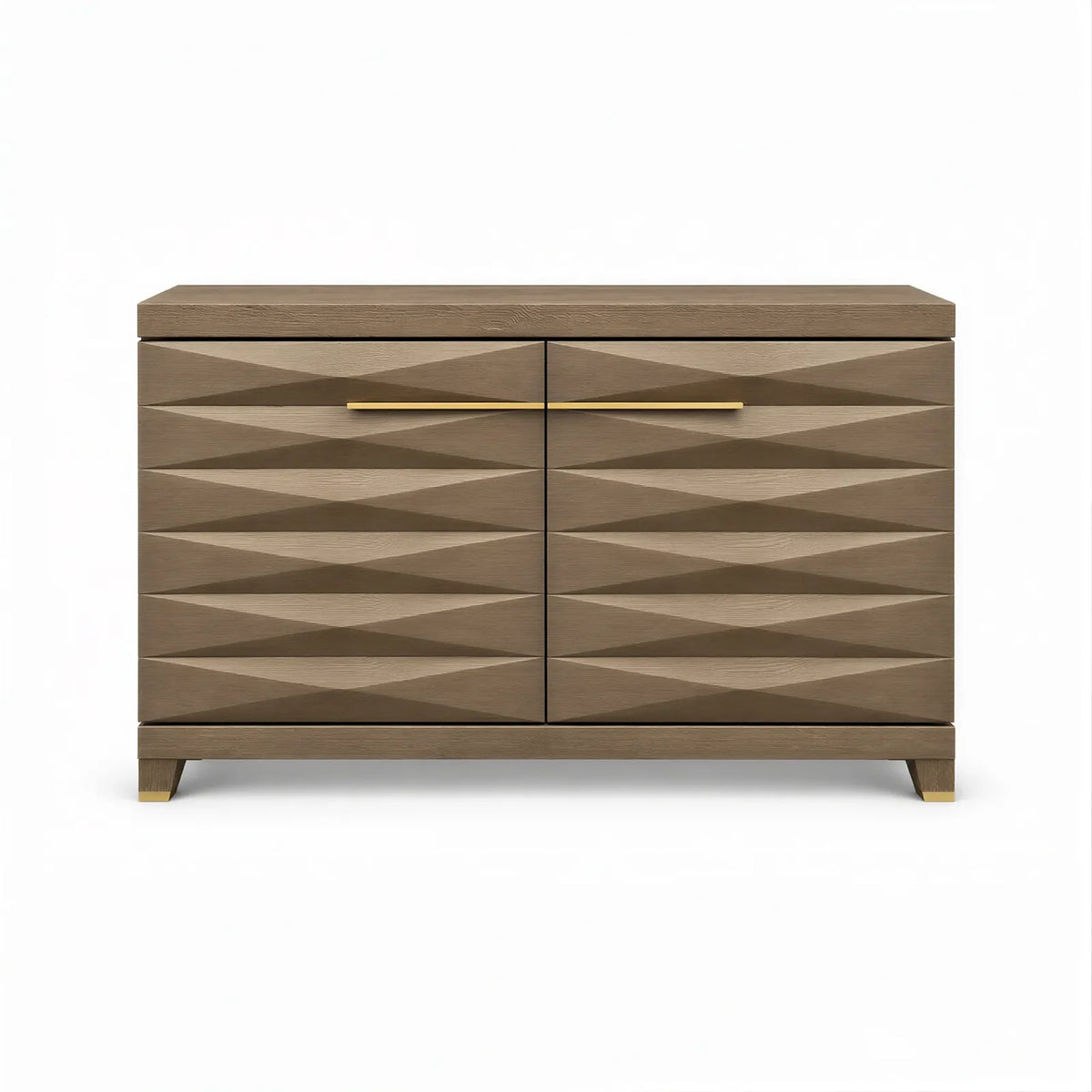 Geometric Taupe Oak Two Door Console Table