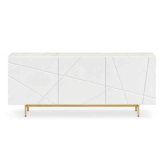 High Gloss White Geometric Sideboard