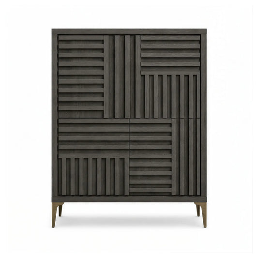 Grey Oak Tall Display Cabinet