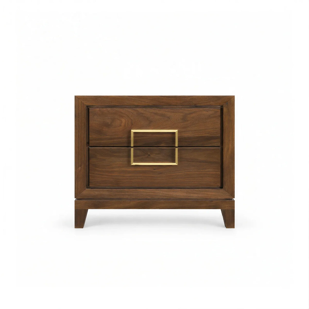 Veneered Bedside Table with Brass Handles