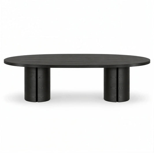 Sculptural Brown Oak Dining Table