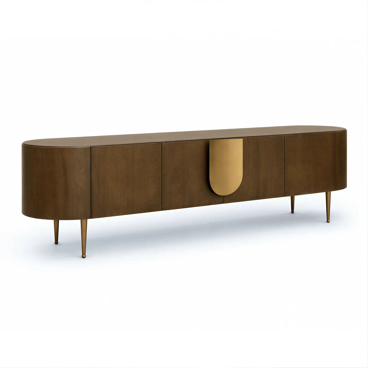 Caramel Oak Media Unit with Bronze Handles