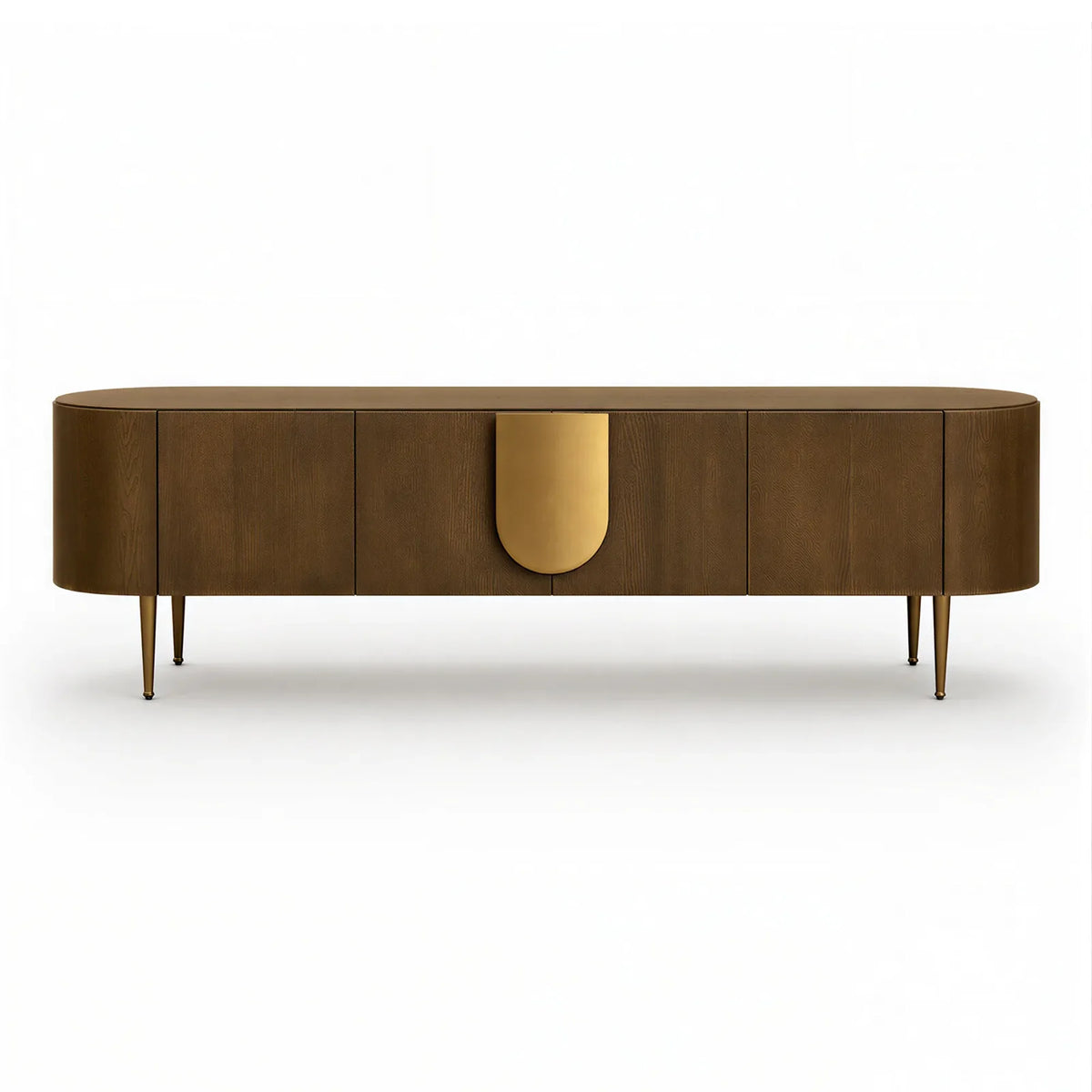 Caramel Oak Media Unit with Bronze Handles