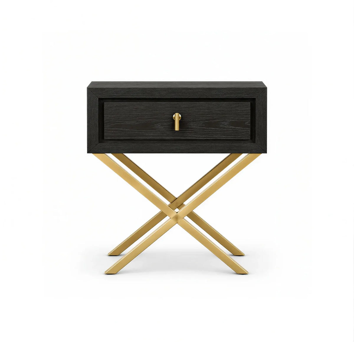 Espresso Oak & Brass Side Table
