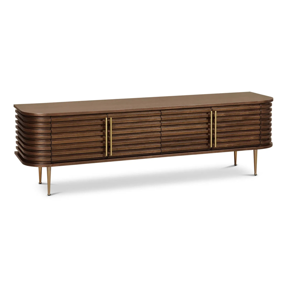 Fluted Natural Walnut Media Unit