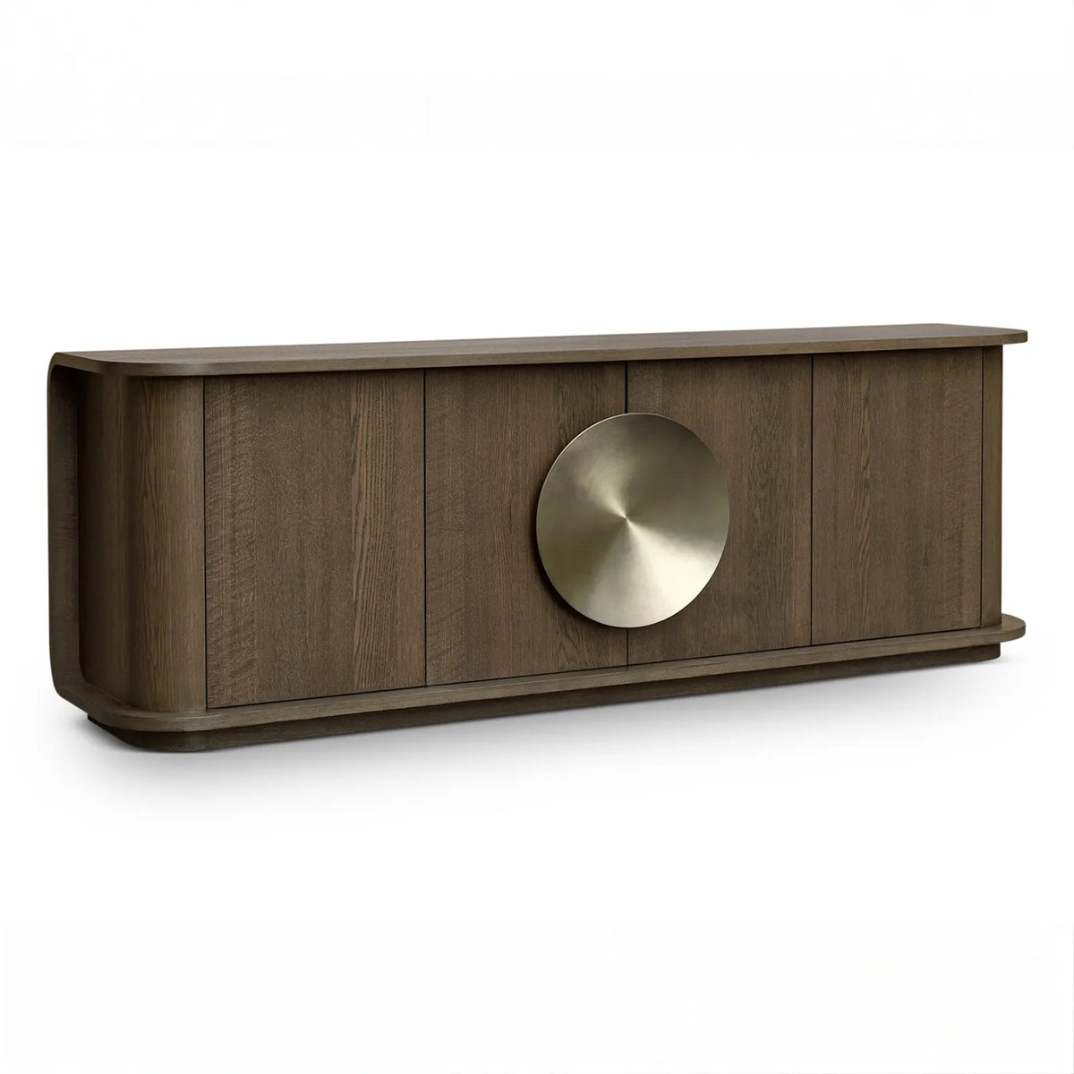 Light Oak Sideboard with Brass Circle Detail