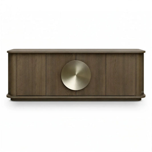 Light Oak Sideboard with Brass Circle Detail