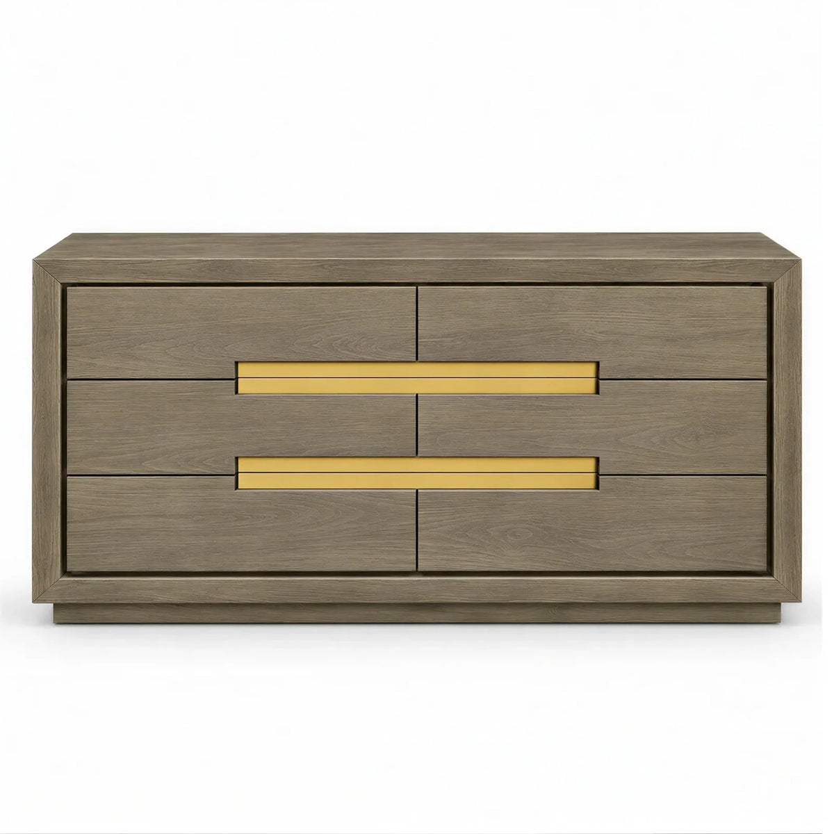 Wide Taupe Oak Chest of Drawers