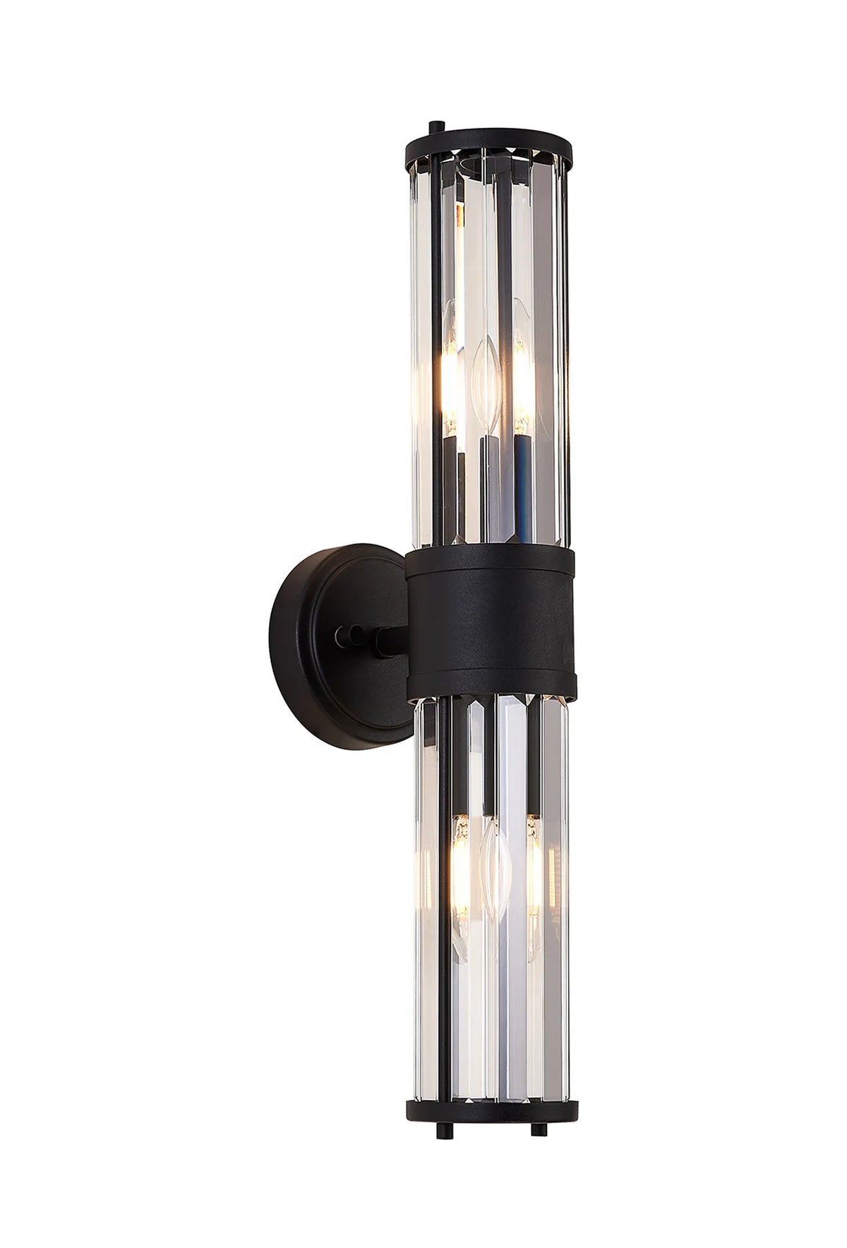 Soho crystal up and down bathroom wall light in satin black