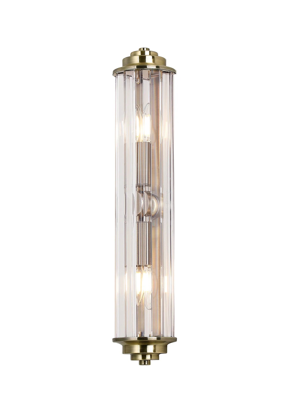 Soho IP44 crystal bathroom wall light in antique brass