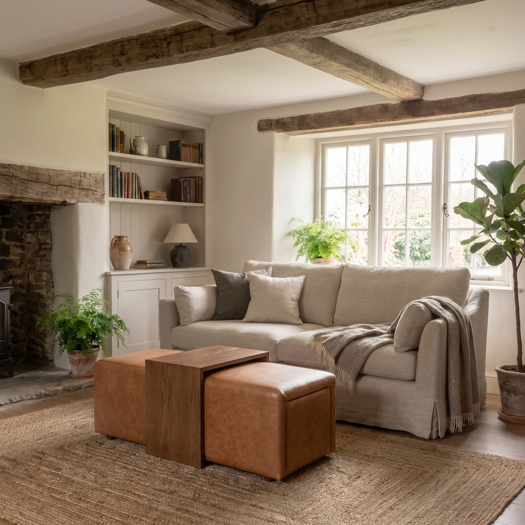 Pavia Leather Ottoman