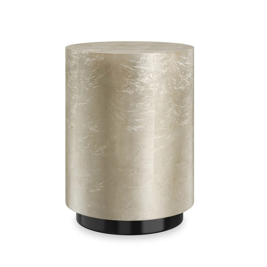 Lucca Silver Leaf Drum Side Table