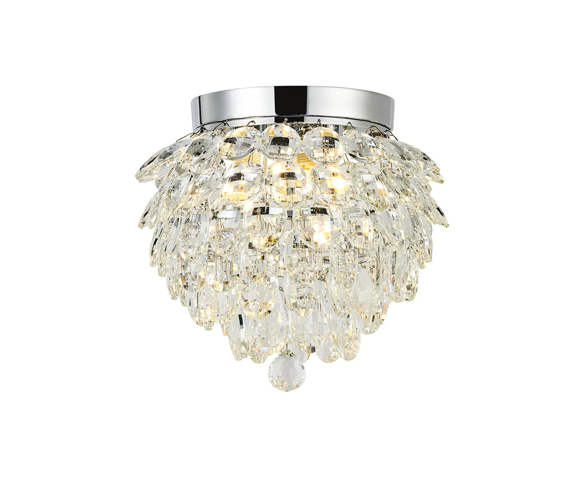 Orlune 25cm IP44 crystal flush ceiling light in chrome