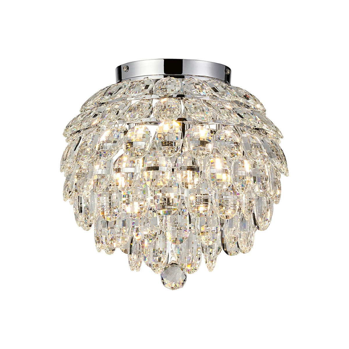 Orlune IP44 crystal flush bathroom ceiling light in chrome